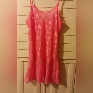 Victoria Secret VTG Rare Pink Heart Nighty Lingerie Slip Baby Doll Sheer Y2K 90s